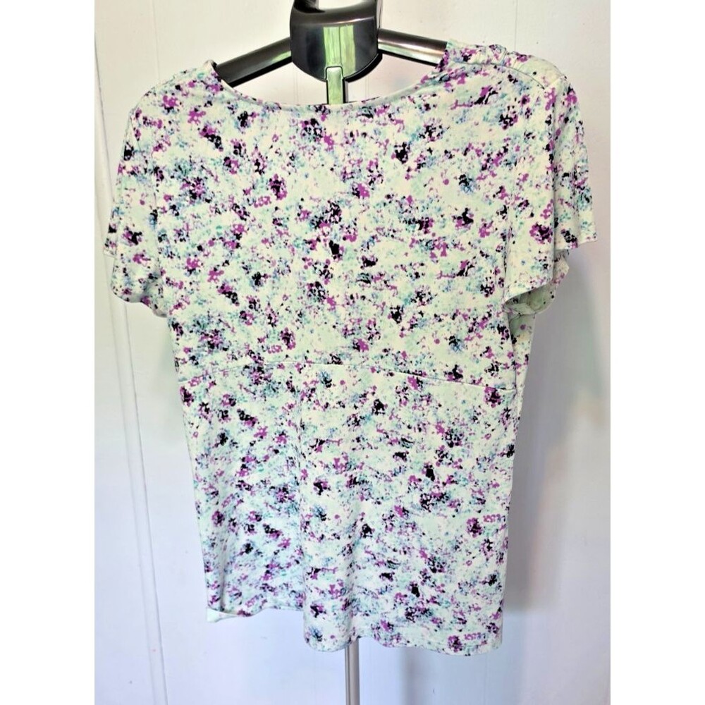 Daisy Fuentes Purple Teal Aqua V-neck Blouse Top Shirt Size XL - Picture 2 of 3